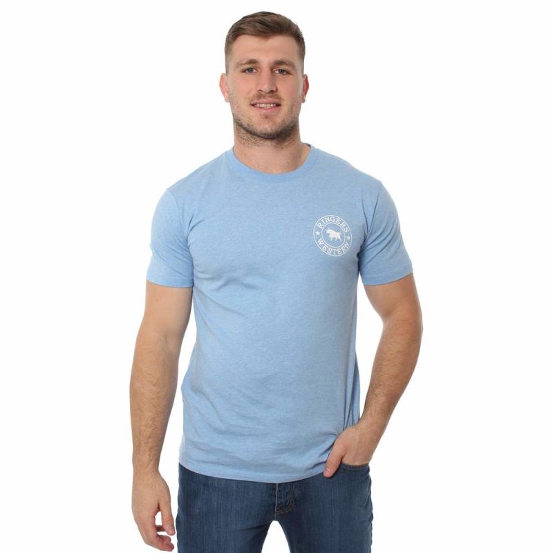 Ringers Western Signature Bull Mens Classic T-Shirt Blue Marle