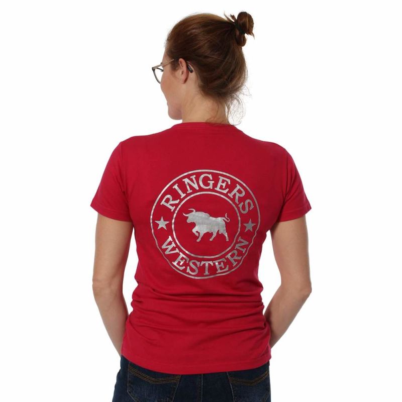 Ringers Western Signature Bull Womens Classic T Shirt Red
