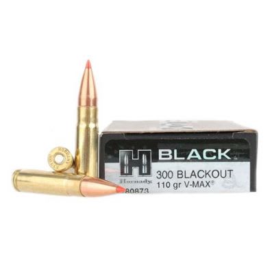 H80873 HORNADY AMMO 300 BLACKOUT 110GR V-MAX BLACK